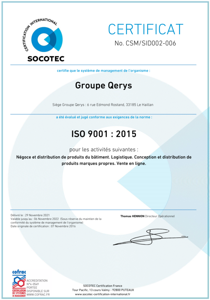 Certification ISO